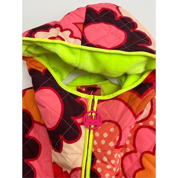 CeliaB Dunsinane Cape Quilted Hooded Oversized Floral Print Multicolor Women's S - Picture 10 of 13